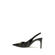 Gucci Black Calf Leather Slingback Pumps