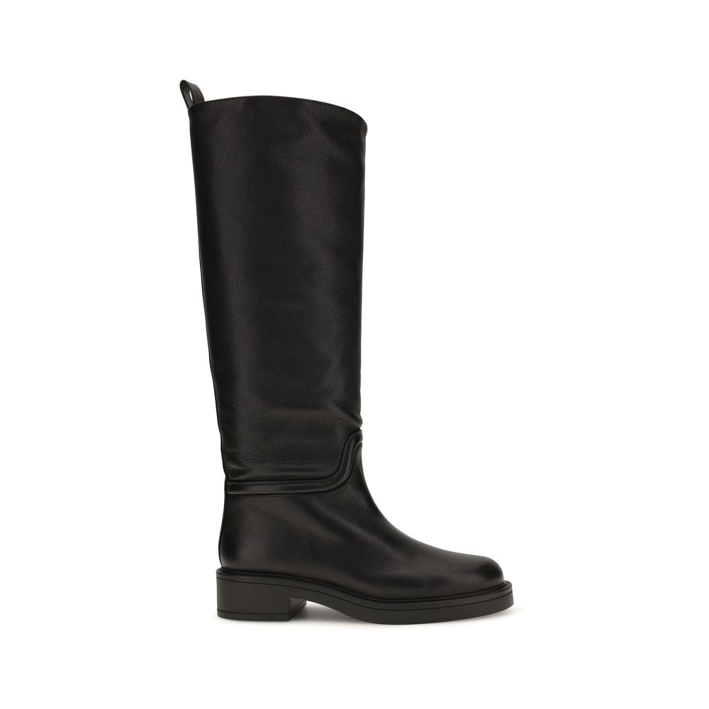 Stuart Weitzman Black Calf Leather Knee-High Boots