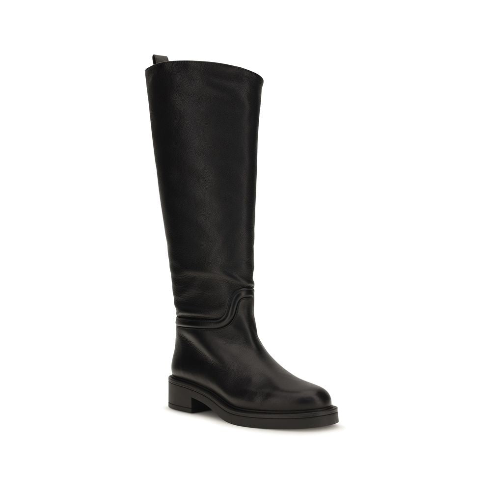 Stuart Weitzman Black Calf Leather Knee-High Boots