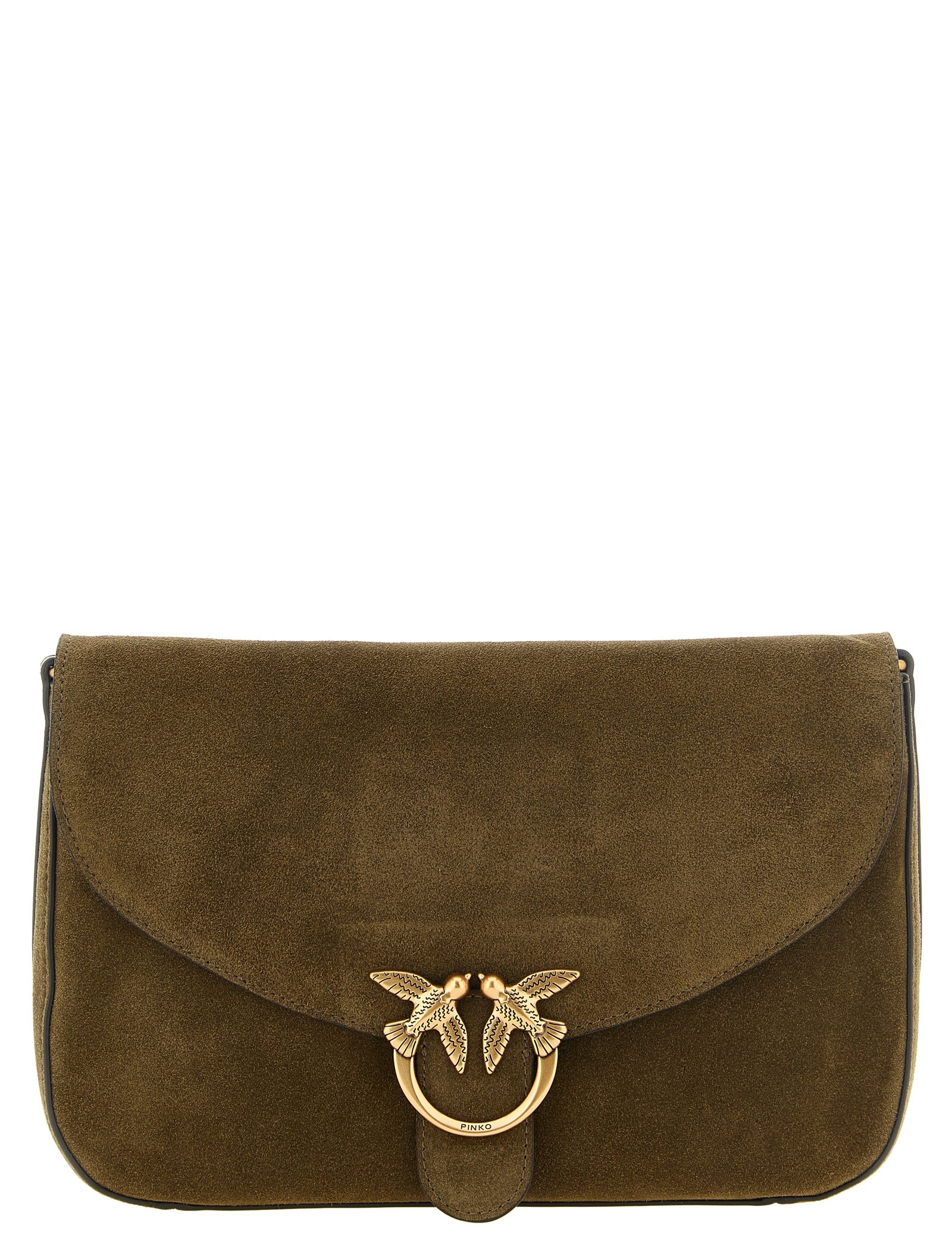 PINKO Olive Green Calfskin Shoulder Bag