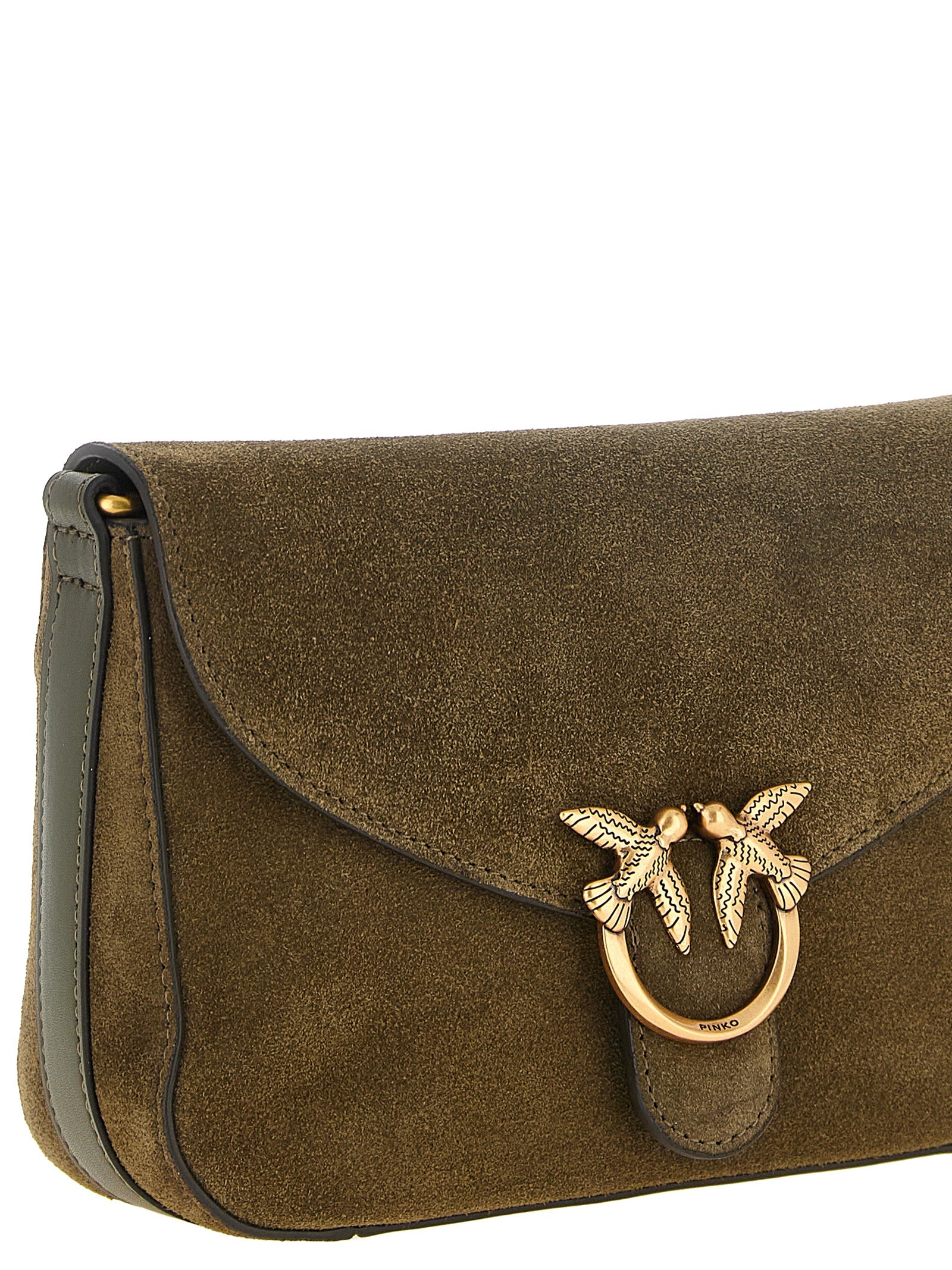 PINKO Green Calfskin Crossbody Bag