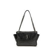 Saint Laurent Black Calf Leather Shoulder Bags