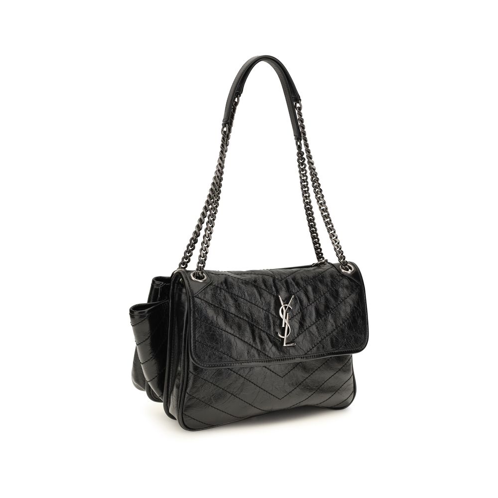 Saint Laurent Black Calf Leather Shoulder Bags