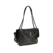 Saint Laurent Black Calf Leather Shoulder Bags