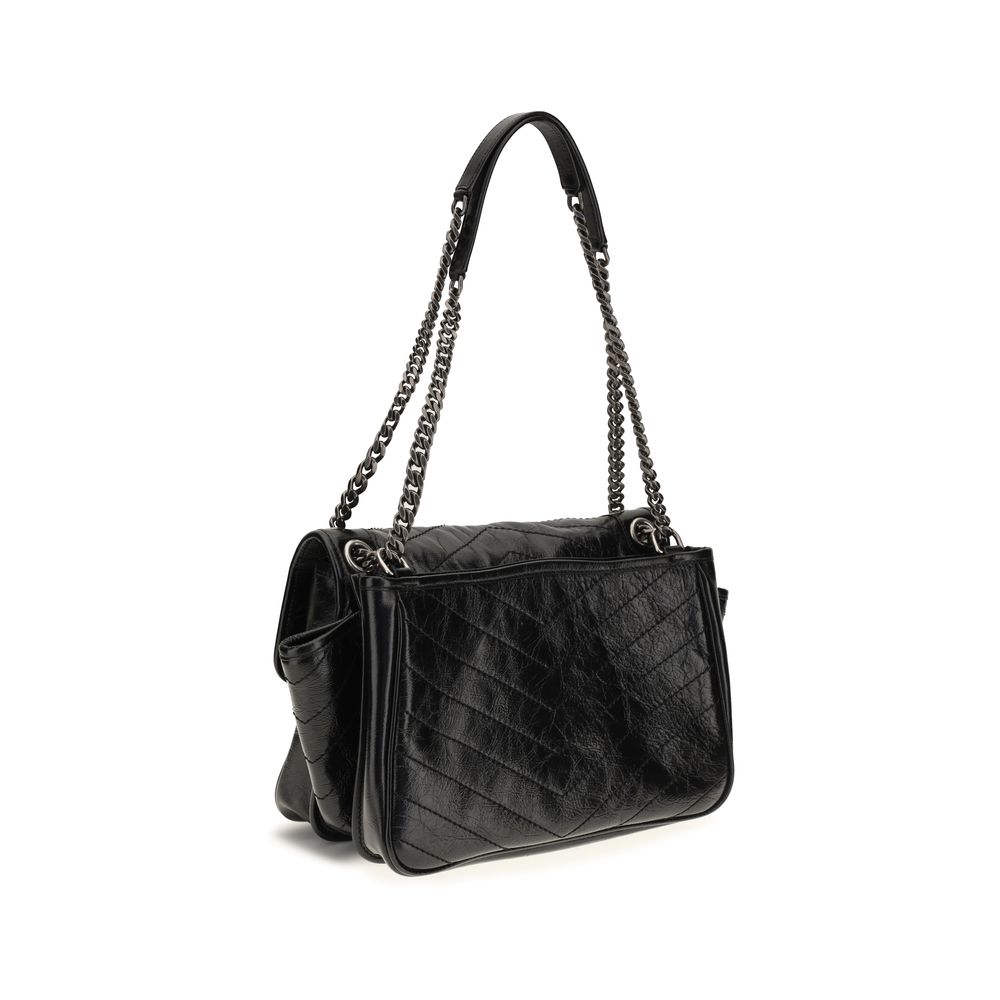 Saint Laurent Black Calf Leather Shoulder Bags
