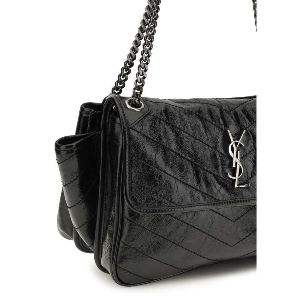Saint Laurent Black Calf Leather Shoulder Bags