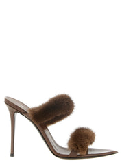 Giuseppe Zanotti Brown Cow Leather Stiletto Heel Sandals