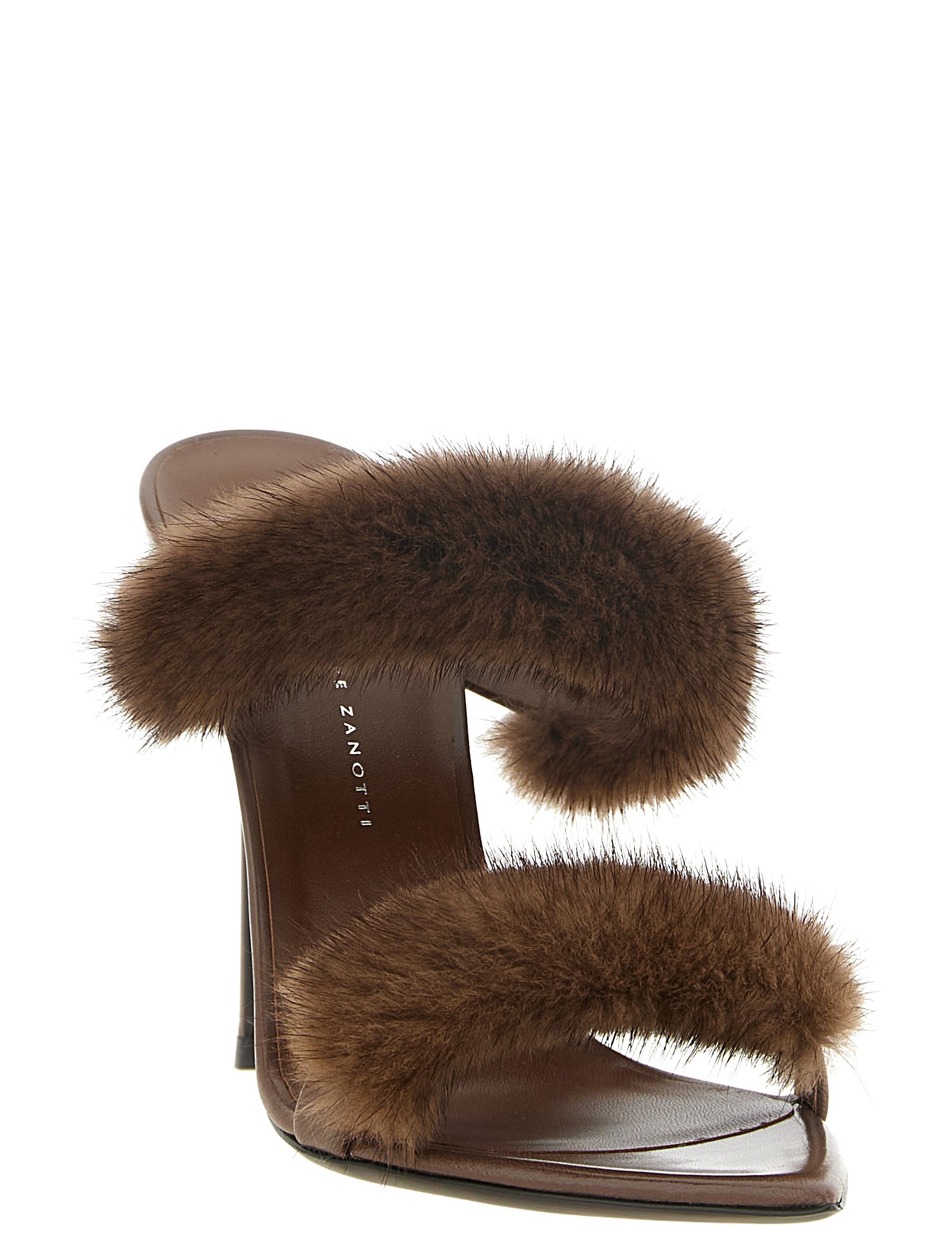 Giuseppe Zanotti Brown Cow Leather Stiletto Heel Sandals