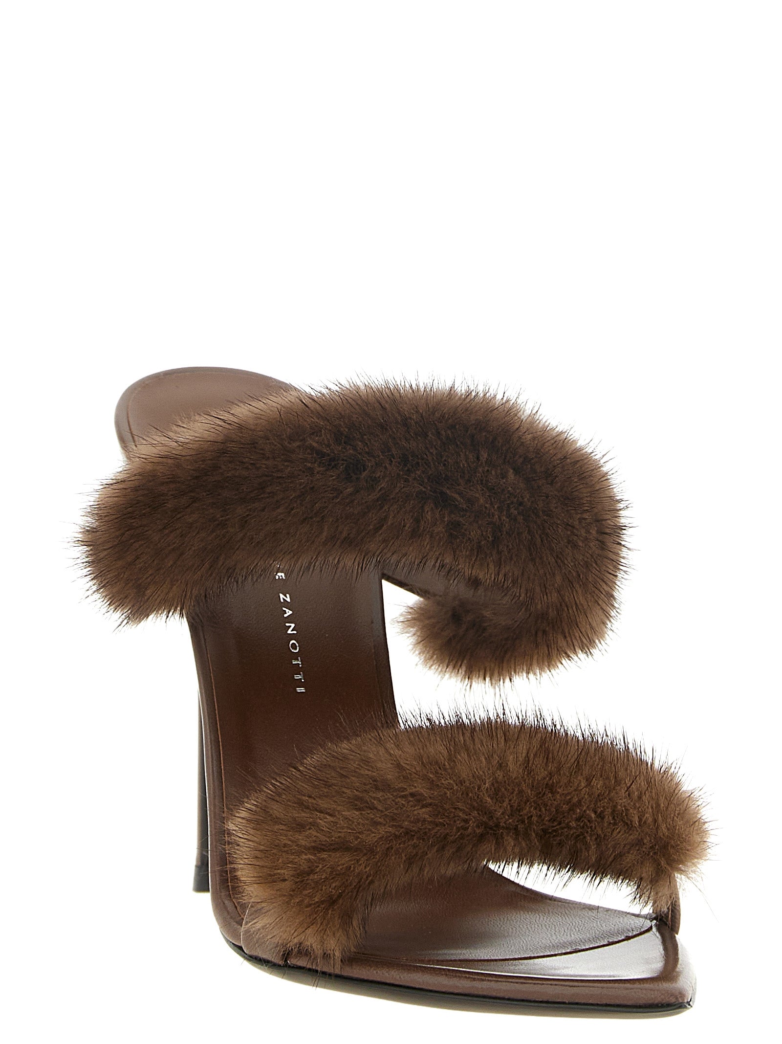 Giuseppe Zanotti Brown Cow Leather Stiletto Heel Sandals