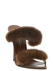 Giuseppe Zanotti Brown Cow Leather Stiletto Heel Sandals