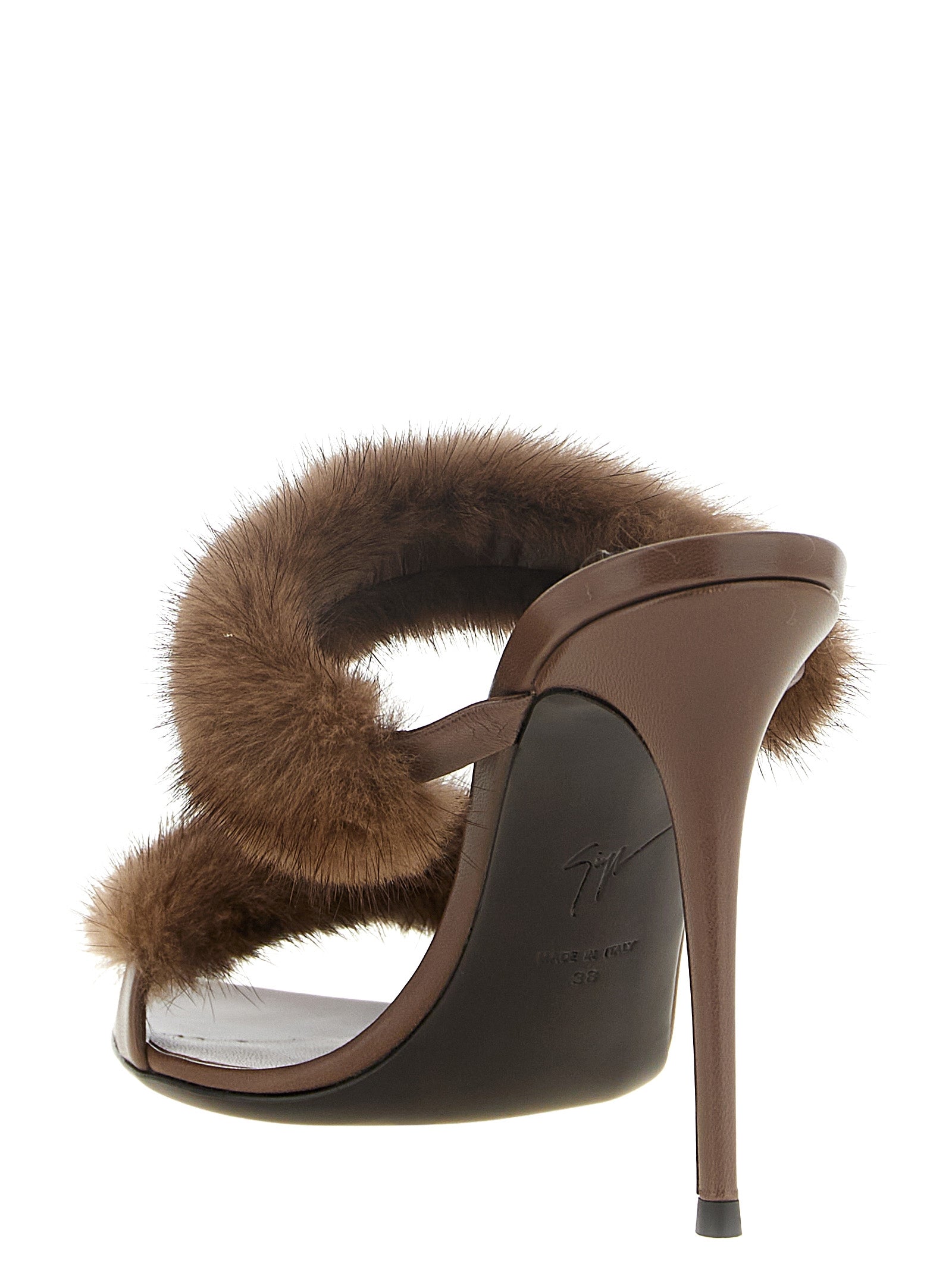 Giuseppe Zanotti Brown Cow Leather Stiletto Heel Sandals