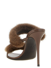 Giuseppe Zanotti Brown Cow Leather Stiletto Heel Sandals