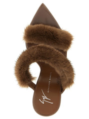Giuseppe Zanotti Brown Cow Leather Stiletto Heel Sandals