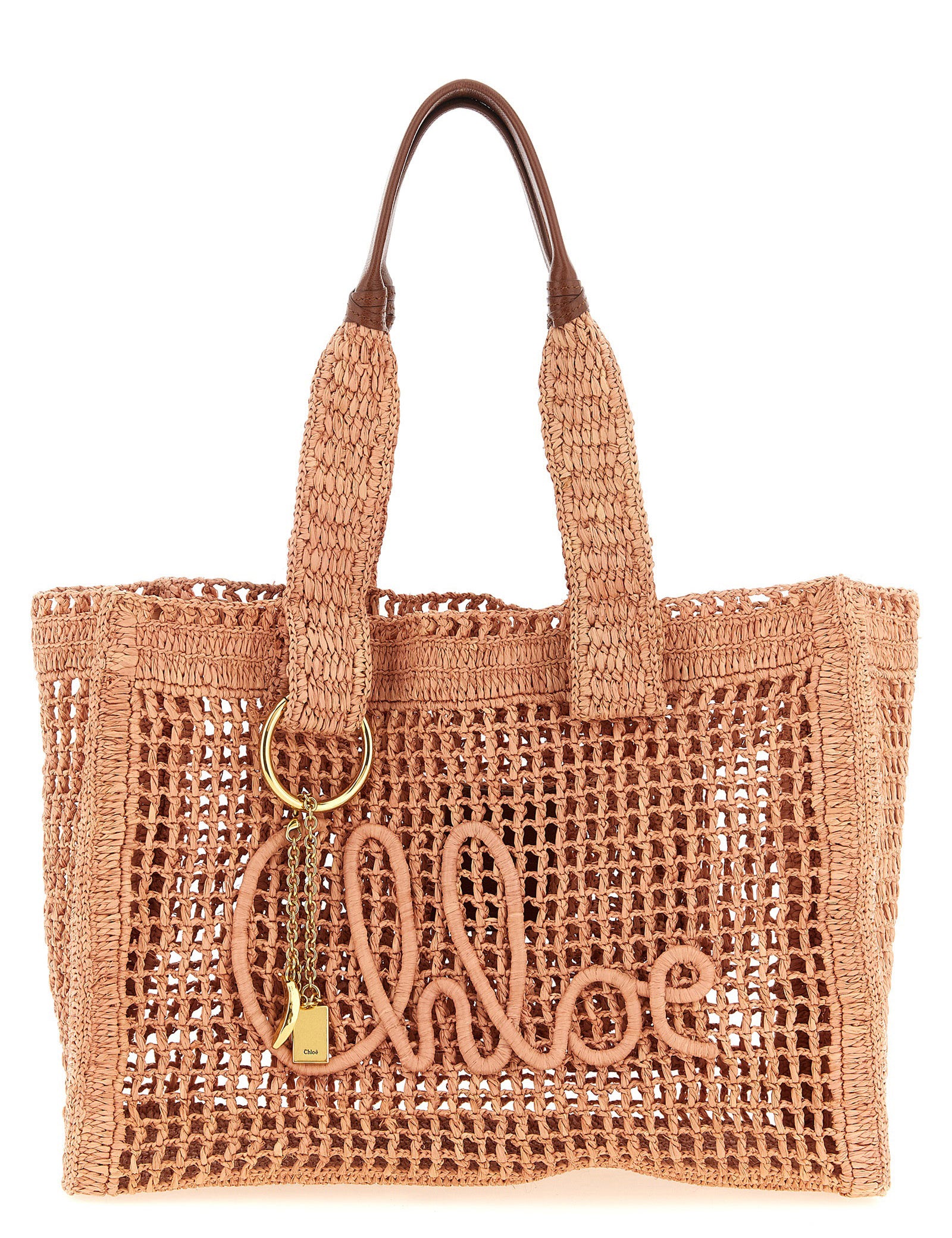Chloé Pink Raffia Handbags