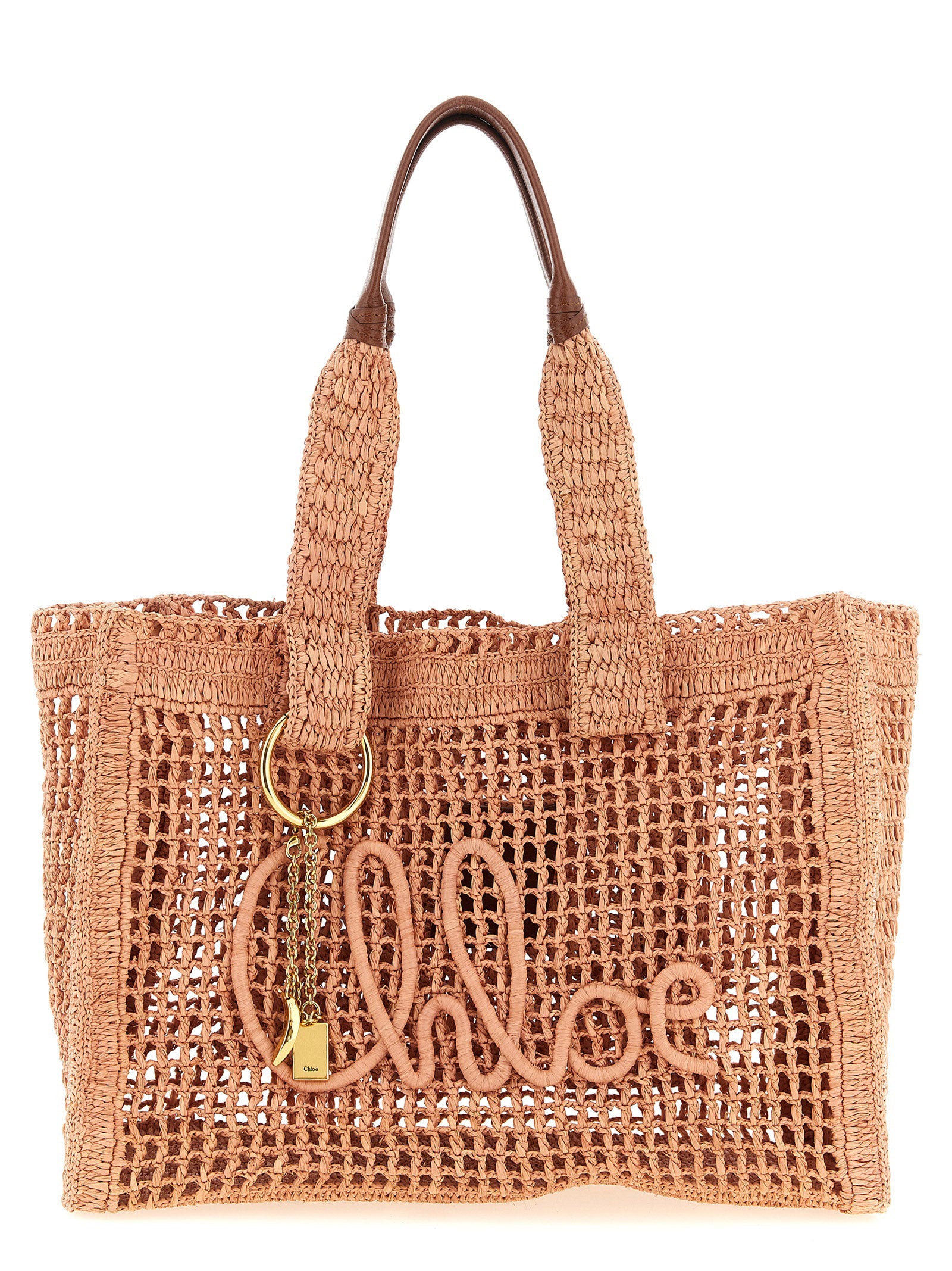 Chloé Pink Raffia Handbags