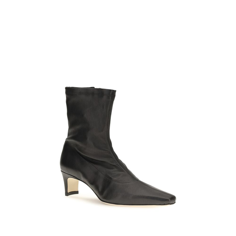 Staud Black Calf Leather Ankle Boots