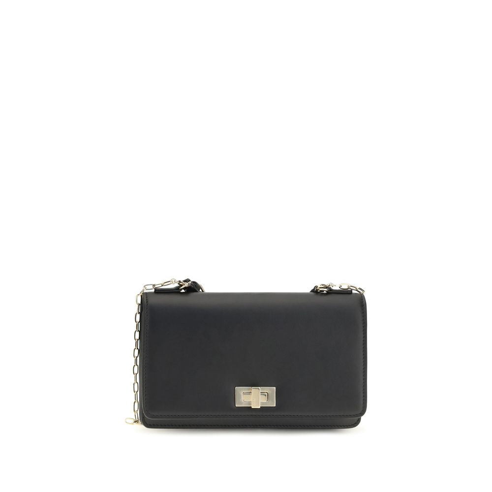 Fendi Black Calf Leather Chain Wallet