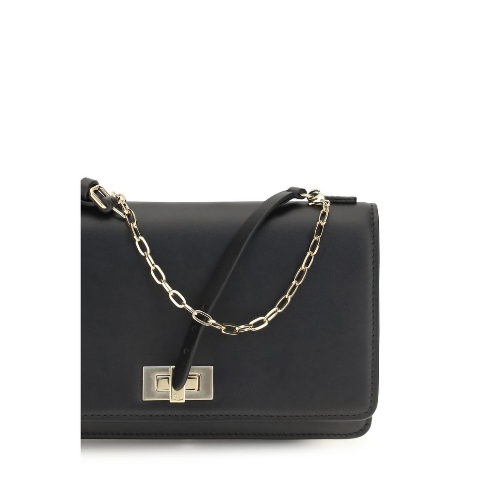 Fendi Black Calf Leather Chain Wallet