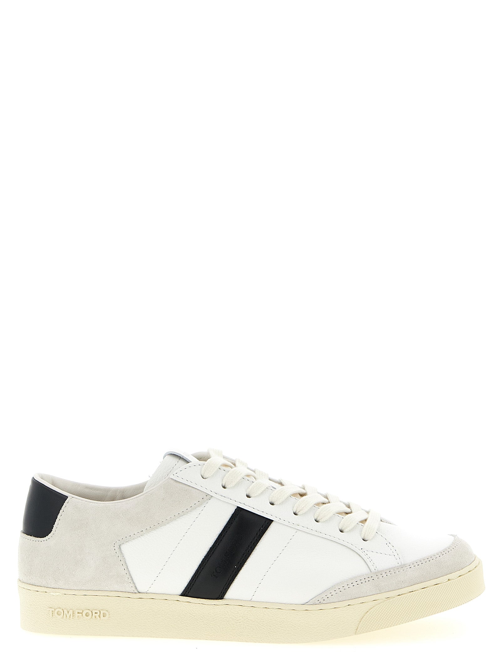 Tom Ford White/Black Leather Low Top Sneakers