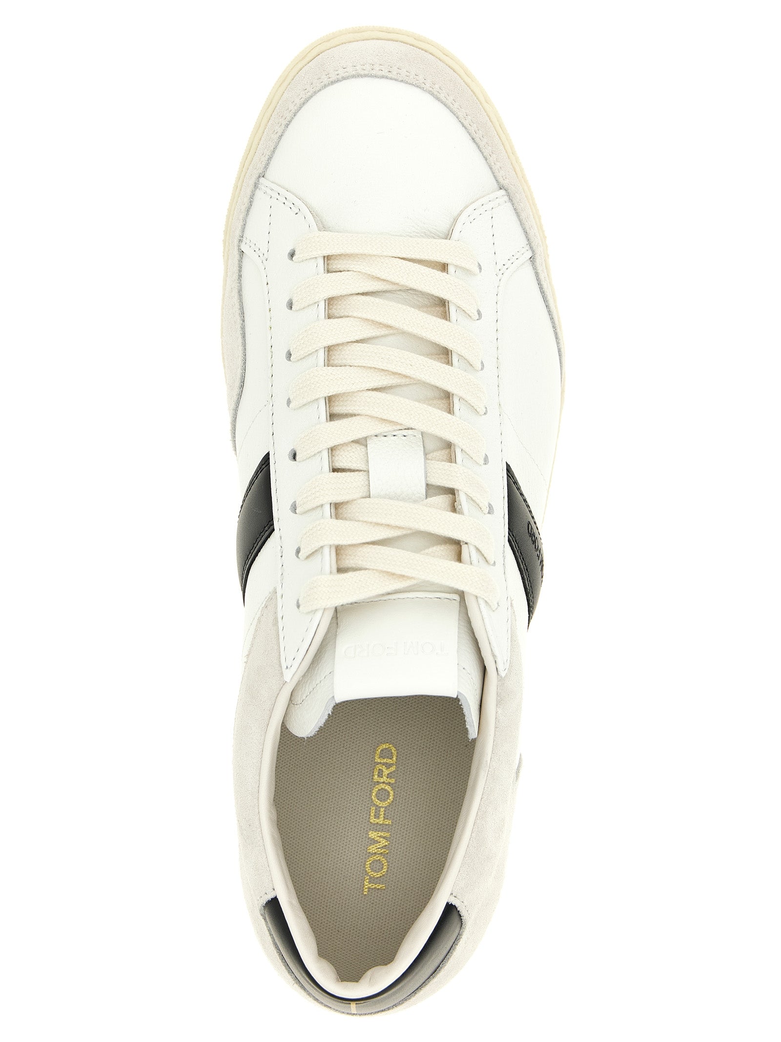Tom Ford White/Black Leather Low Top Sneakers