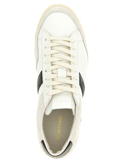 Tom Ford White/Black Leather Low Top Sneakers