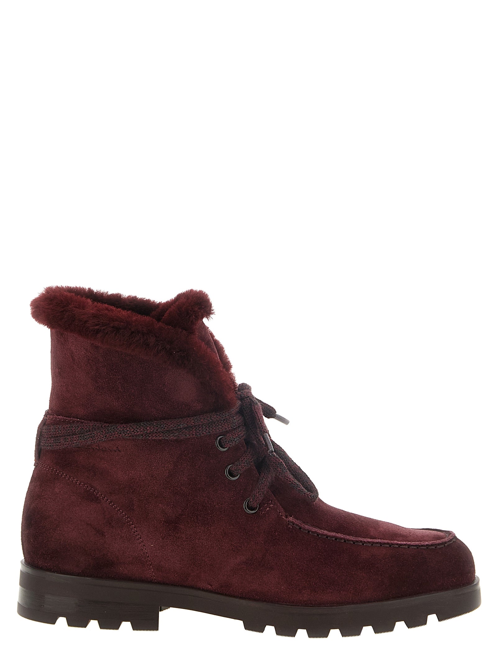 Santoni Burgundy Calfskin Ankle Boots