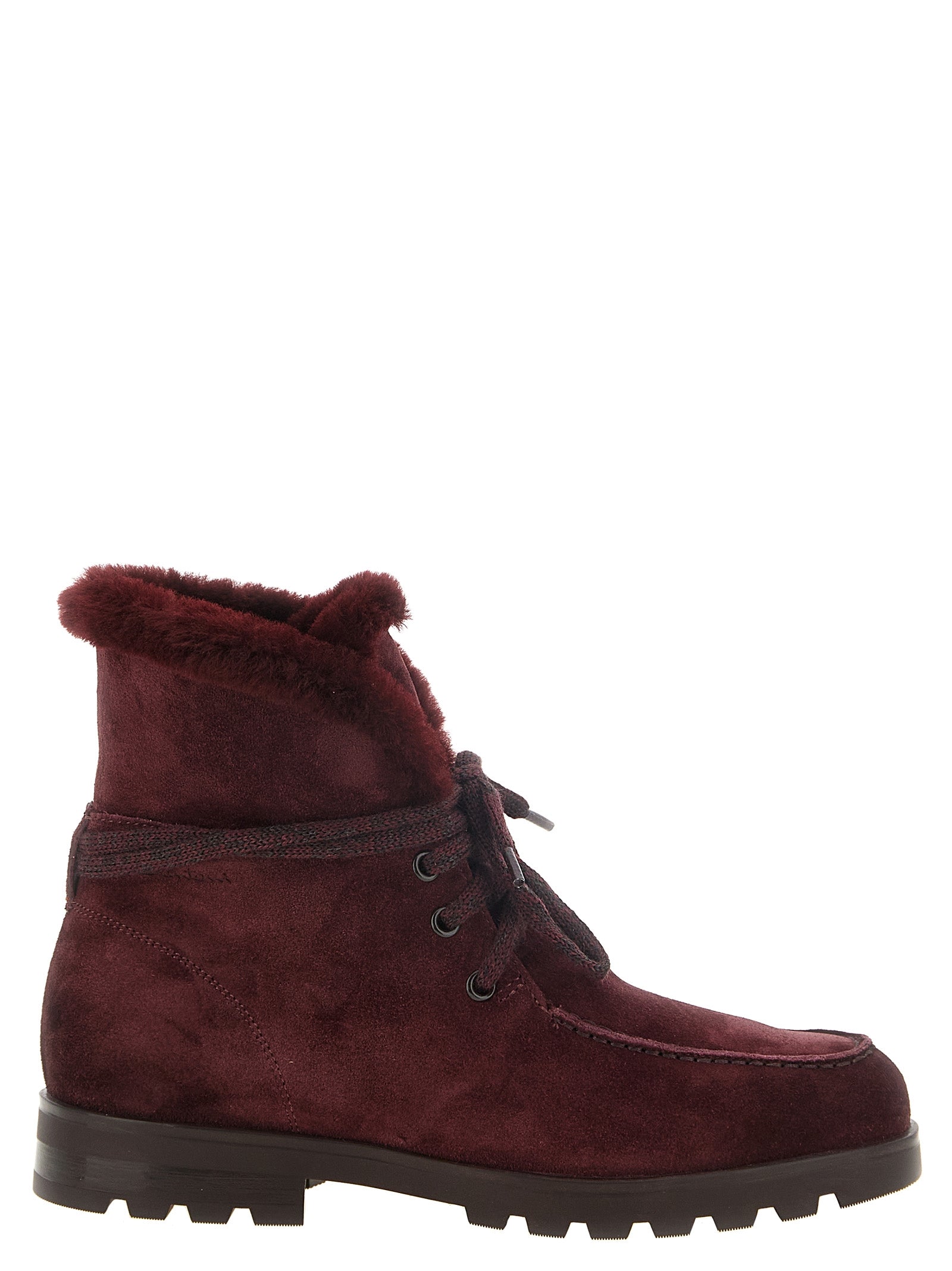 Santoni Burgundy Calfskin Ankle Boots