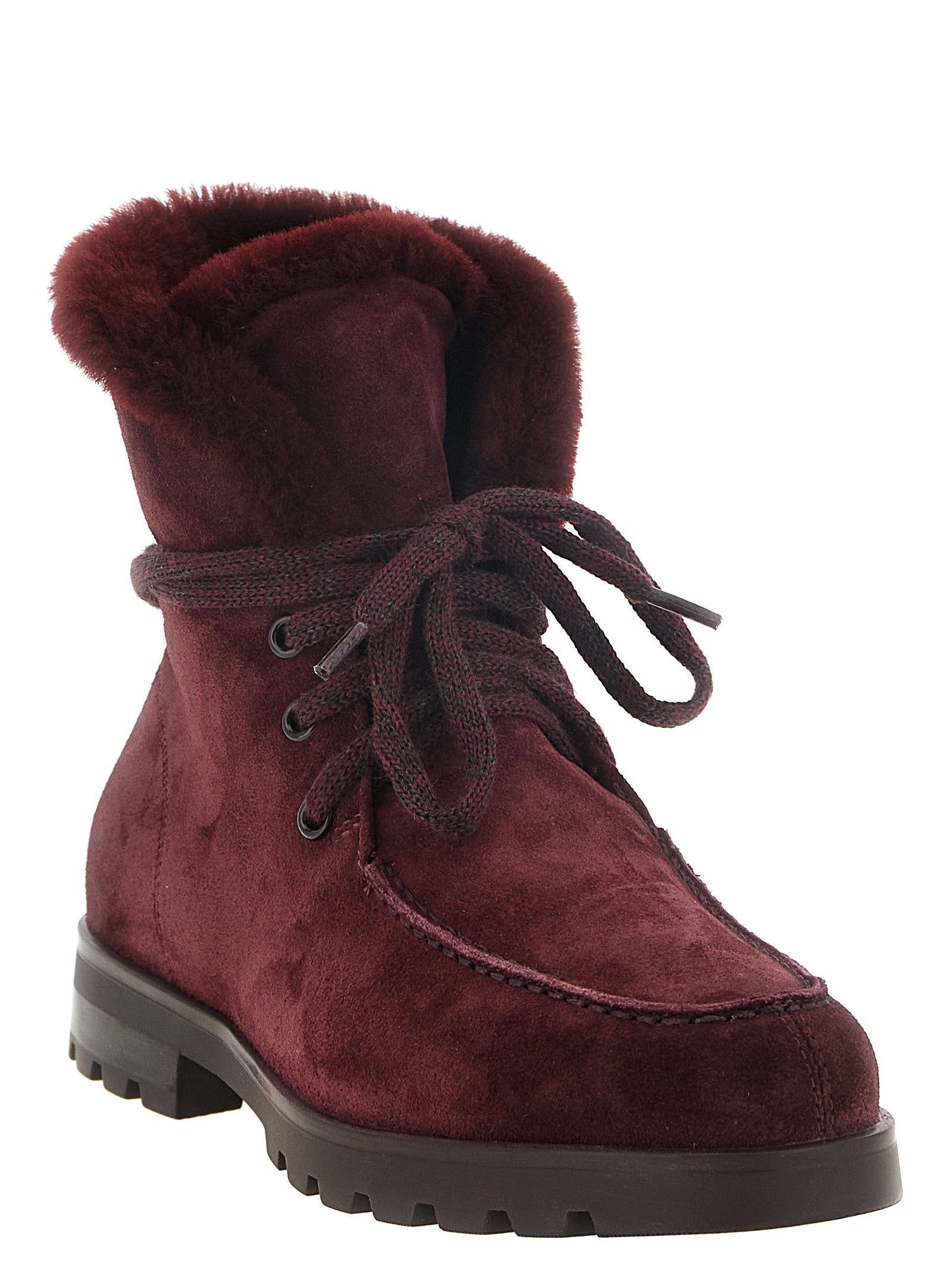 Santoni Burgundy Calfskin Ankle Boots