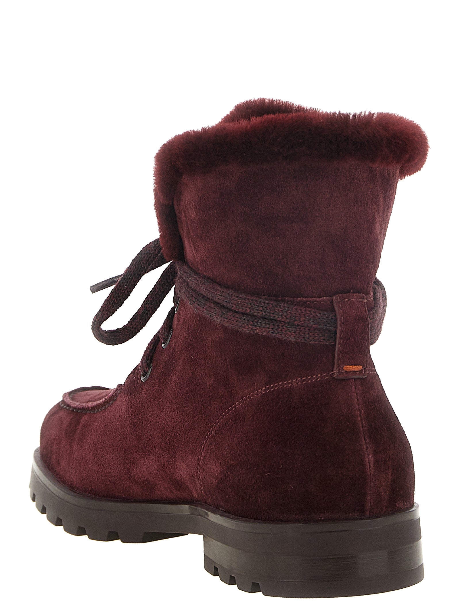 Santoni Burgundy Calfskin Ankle Boots