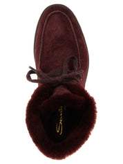 Santoni Burgundy Calfskin Ankle Boots