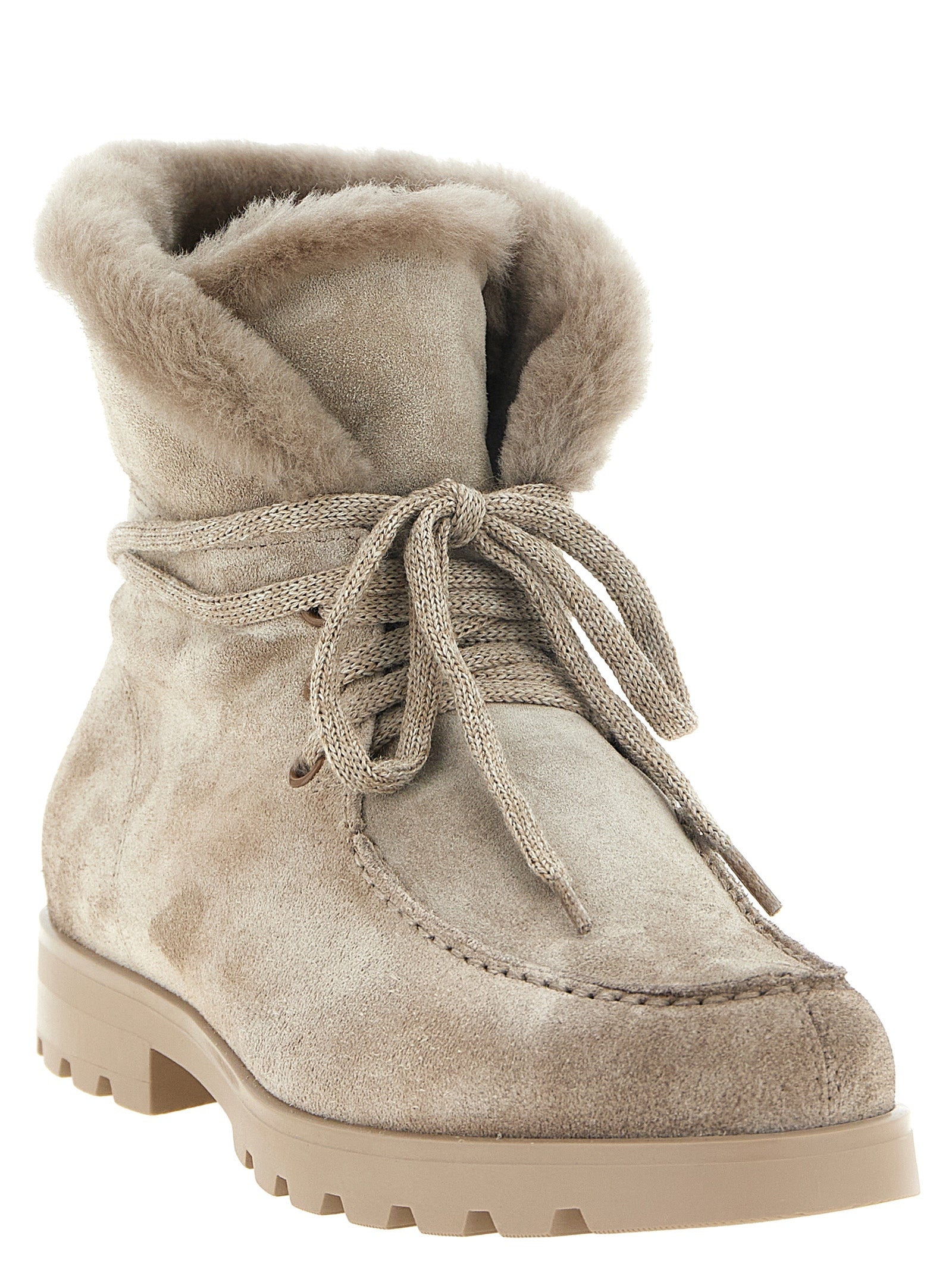 Santoni Beige Suede Ankle Boots