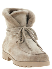 Santoni Beige Suede Ankle Boots