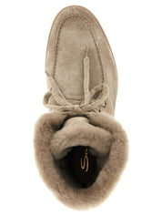 Santoni Beige Suede Ankle Boots