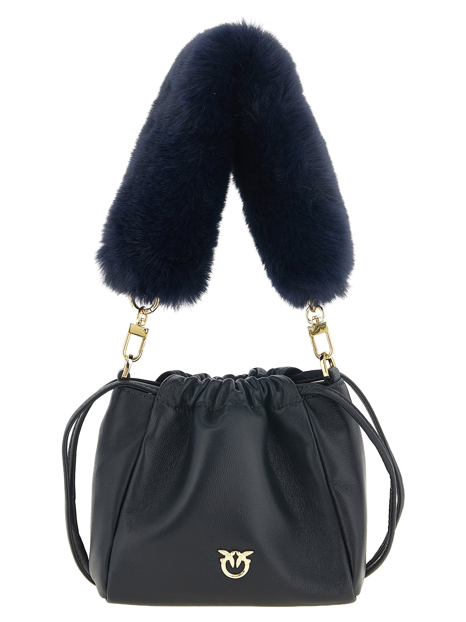 PINKO Blue Sheepskin Leather Shoulder Bag