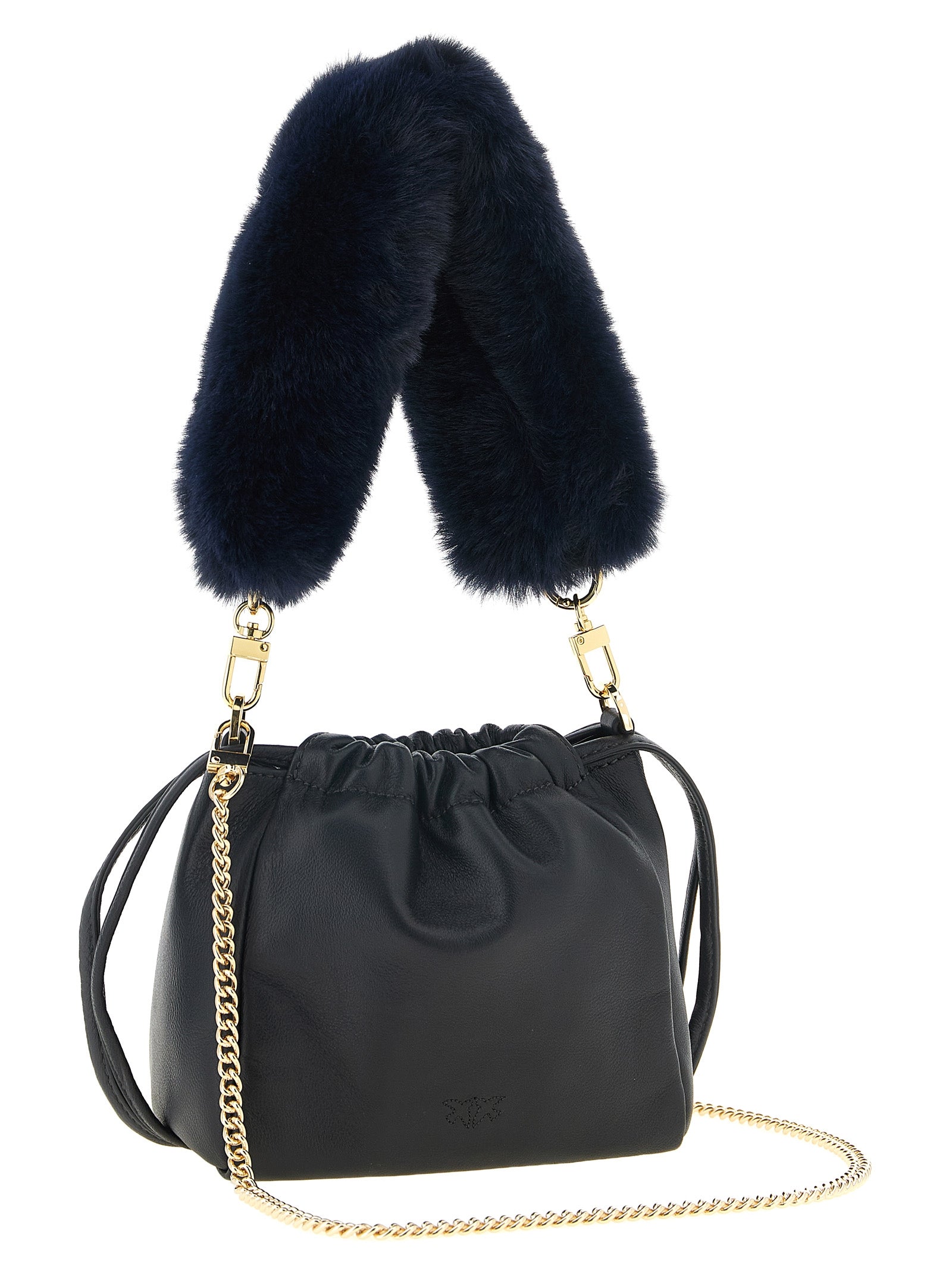 PINKO Blue Sheepskin Leather Shoulder Bag