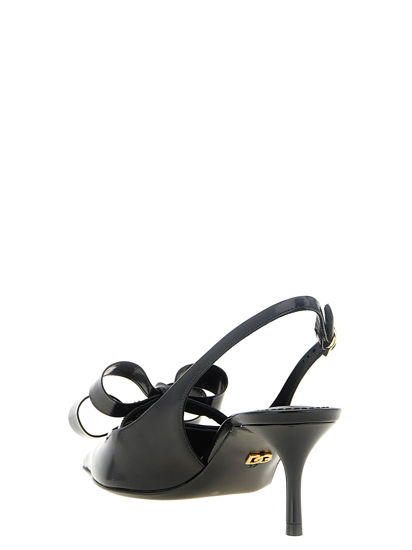 Dolce & Gabbana Black Calfskin Leather Mid Heel Pumps