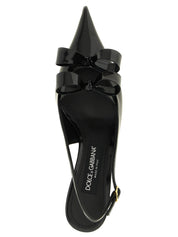 Dolce & Gabbana Black Calfskin Leather Mid Heel Pumps