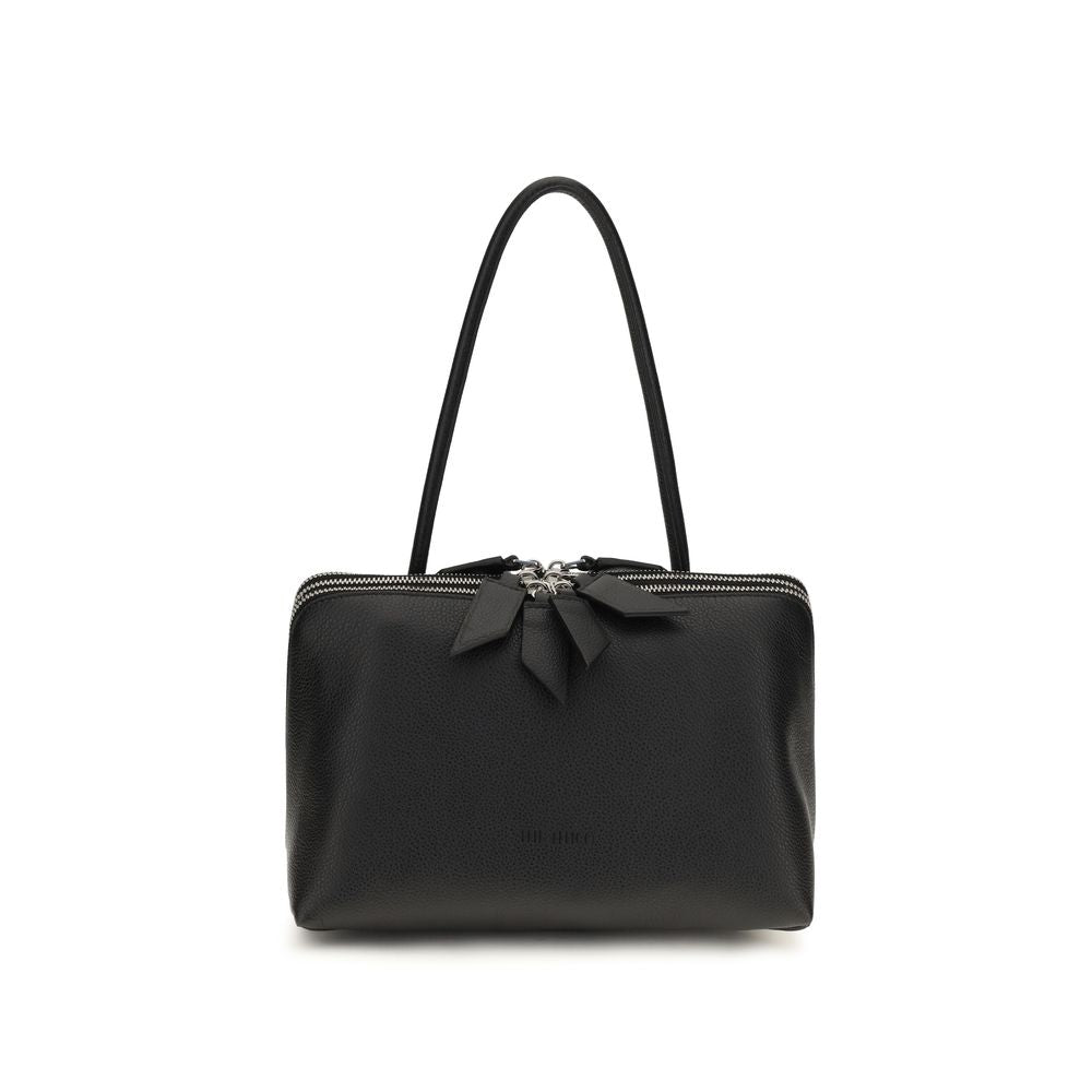 The Attico Black Calf Leather Shoulder Bag