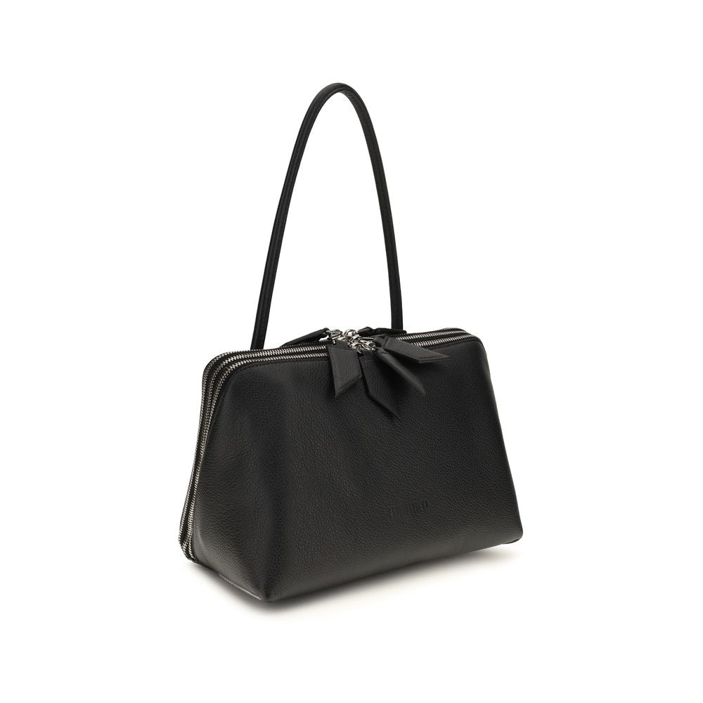 The Attico Black Calf Leather Shoulder Bags