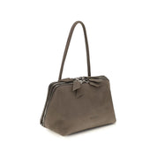 The Attico Gray Calf Leather Shoulder Bag