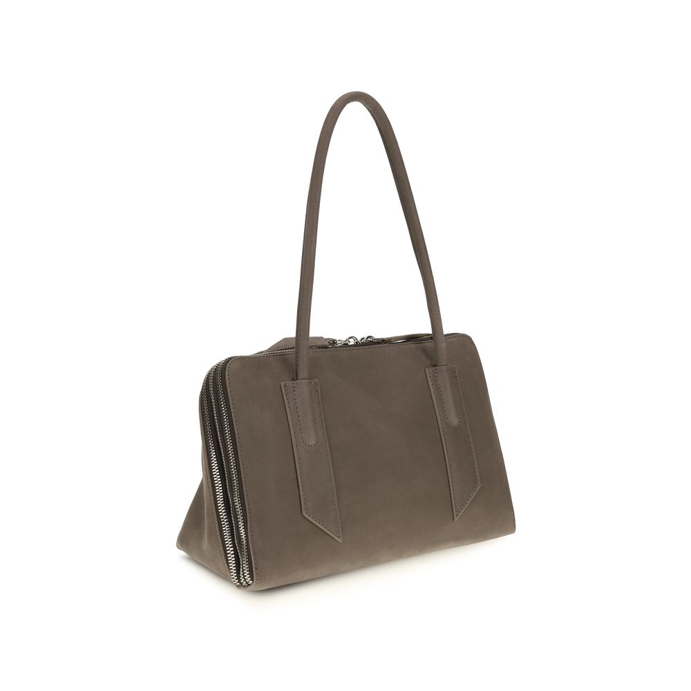 The Attico Gray Calf Leather Shoulder Bag