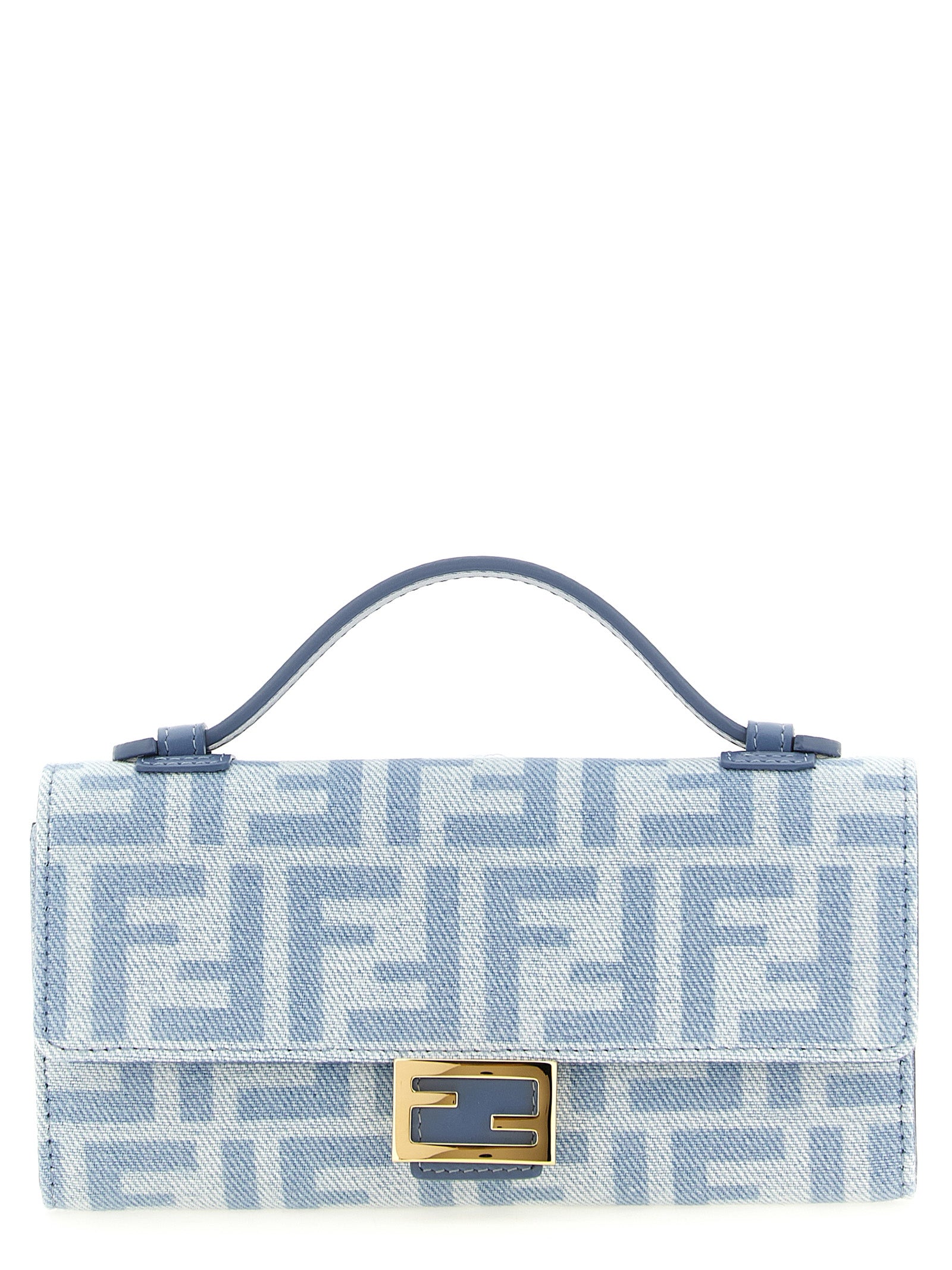 Fendi Light Blue Cotton Wallet on Chain