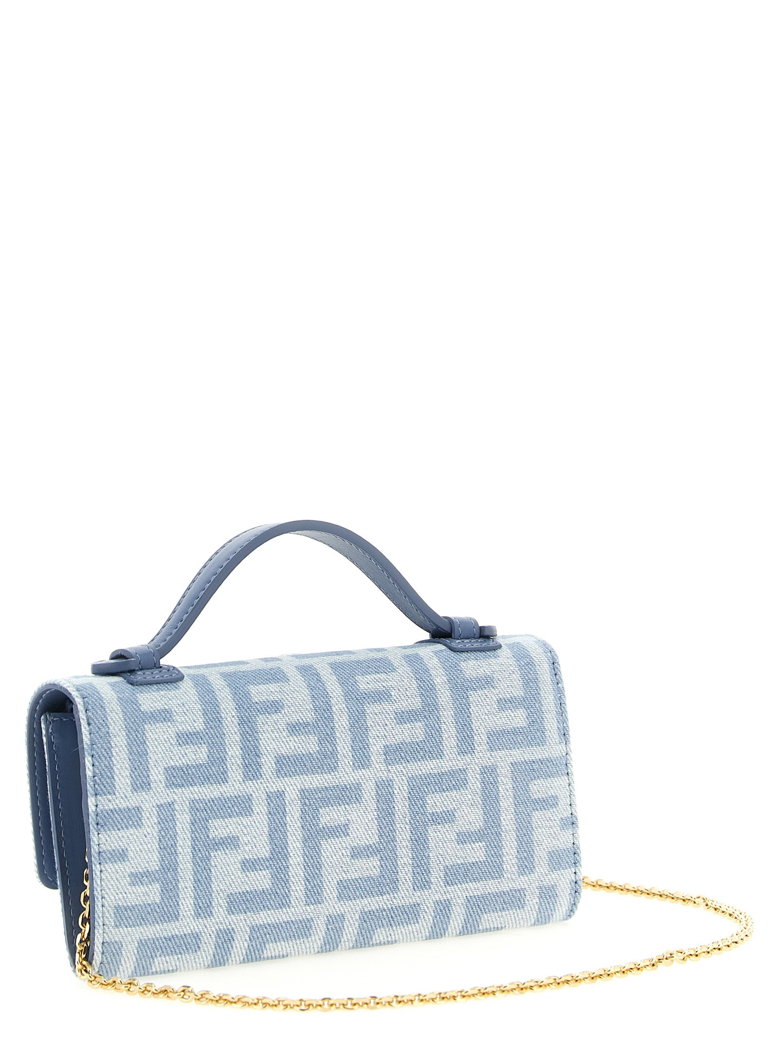Fendi Light Blue Cotton Wallet on Chain