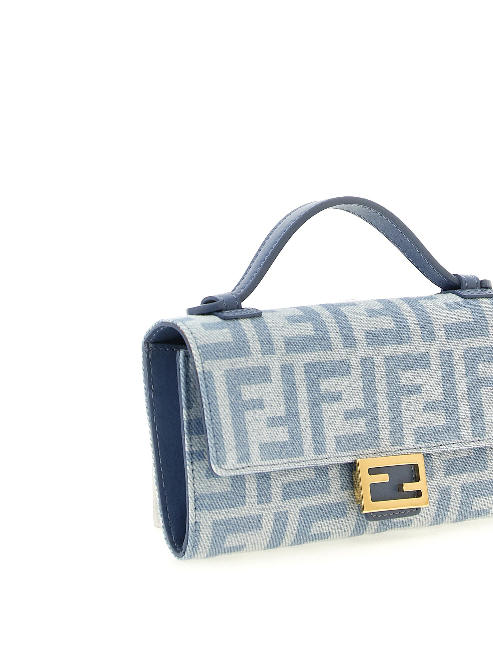 Fendi Light Blue Cotton Wallet on Chain