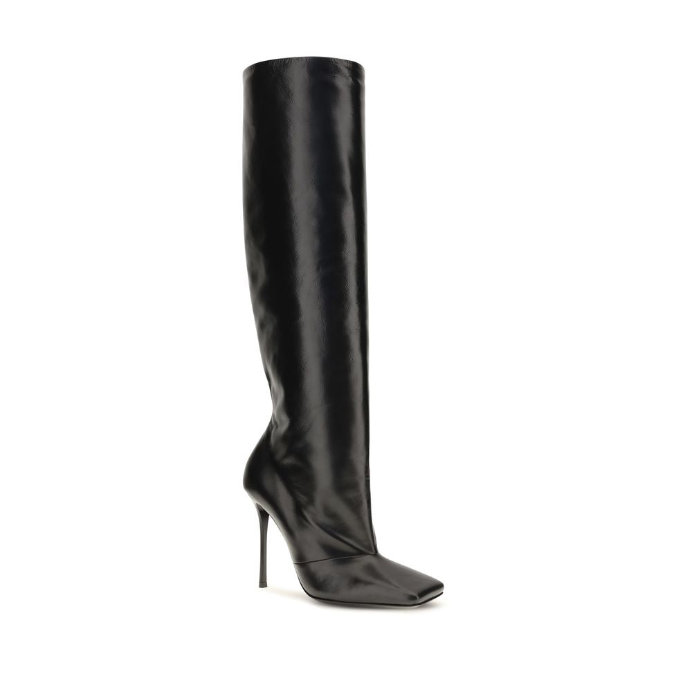 Dolce & Gabbana Black Calf Leather High Heel Boots
