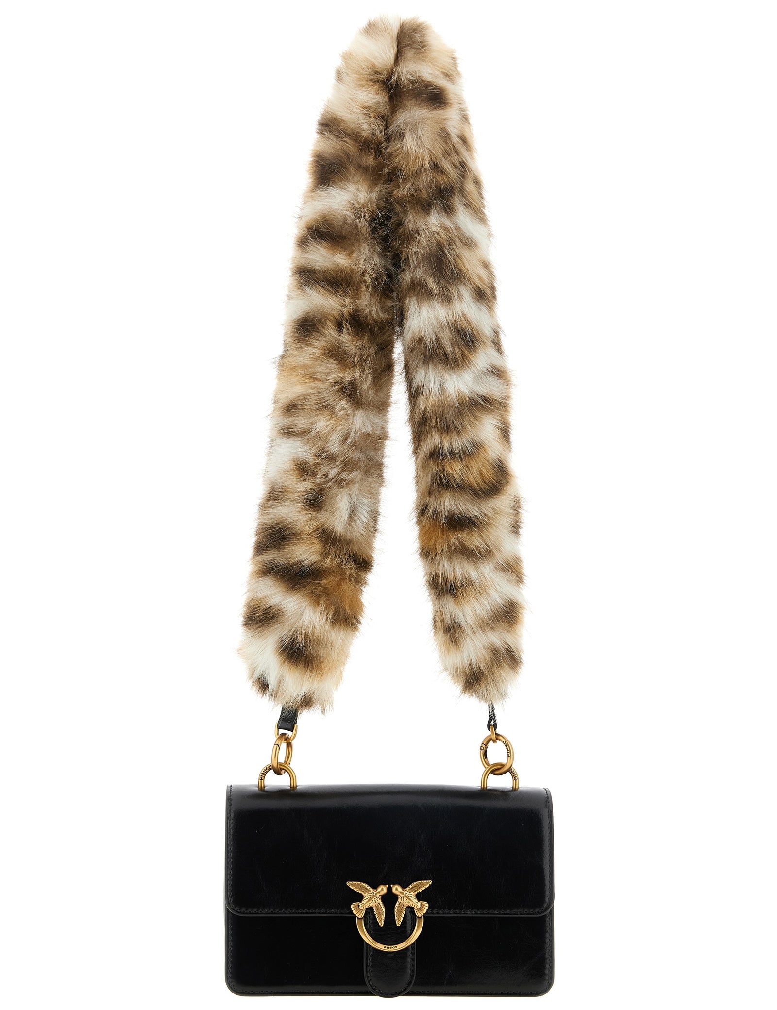 PINKO Black Calfskin Shoulder Bag