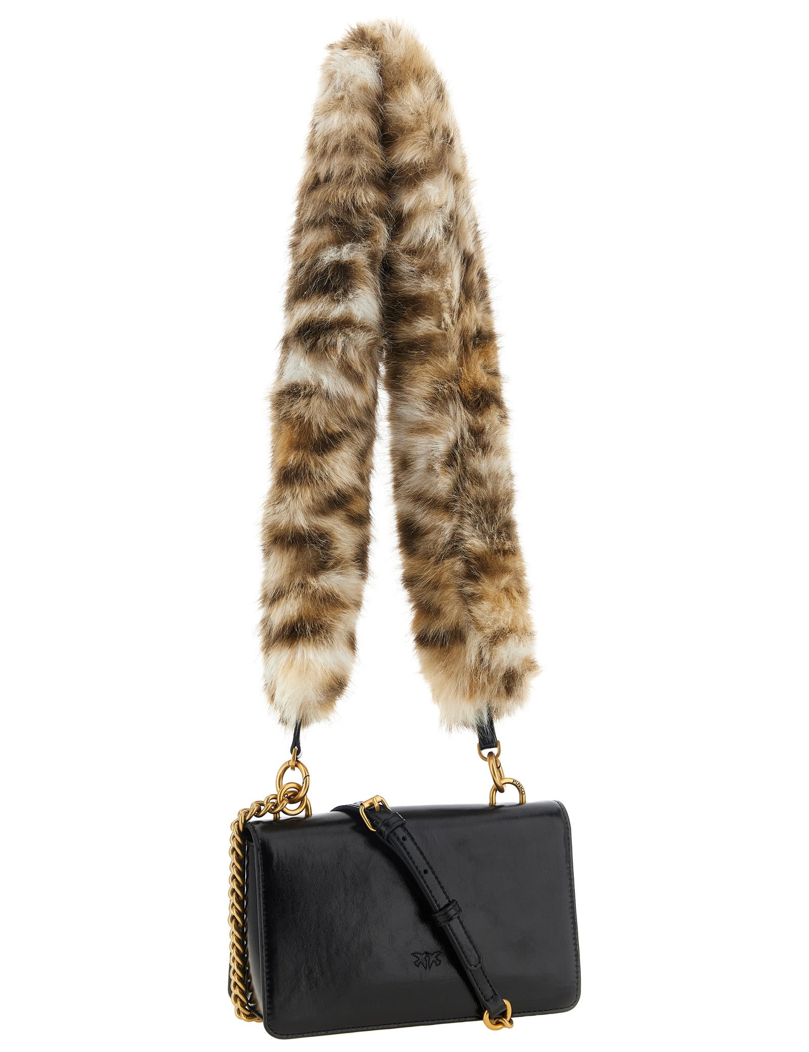 PINKO Black Calfskin Shoulder Bag