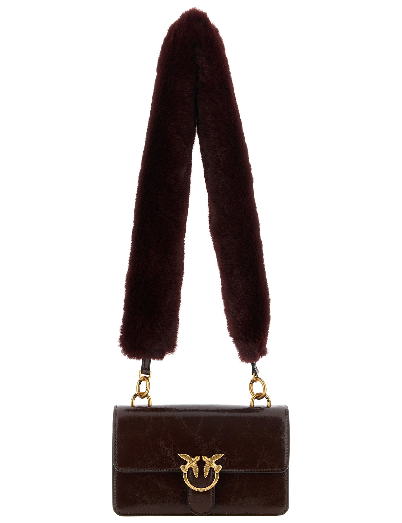 PINKO Bordeaux Calfskin Shoulder Bag