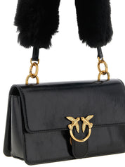 PINKO Black Calfskin Mini Shoulder Bag
