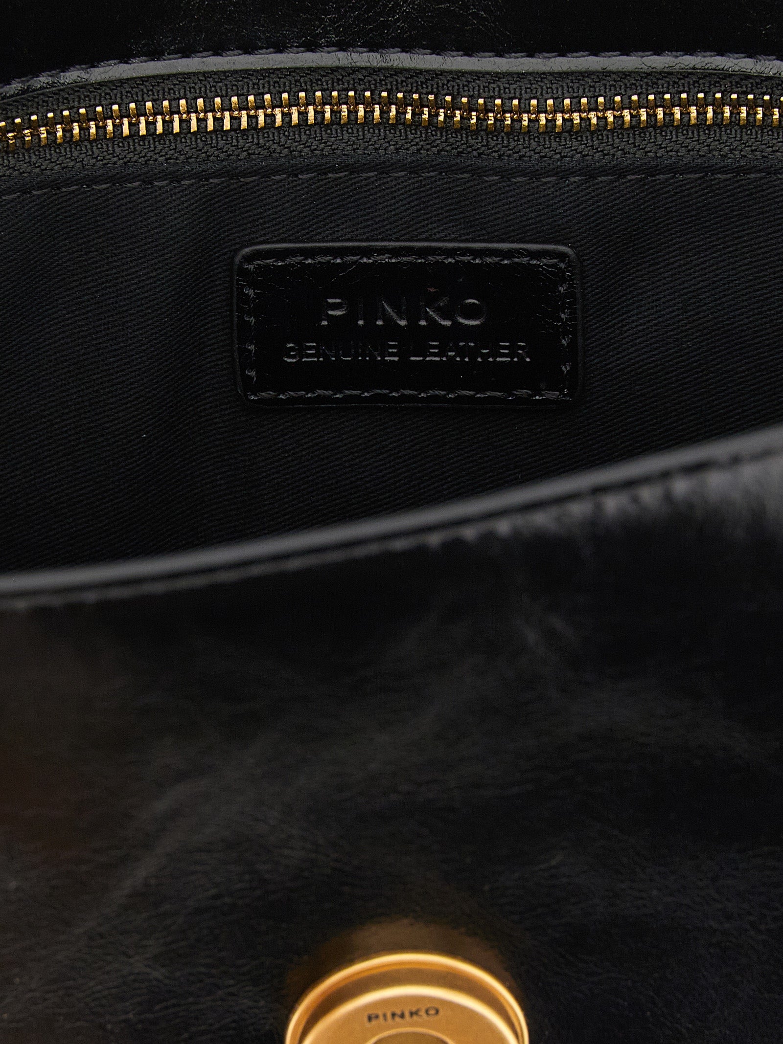 PINKO Black Calfskin Mini Shoulder Bag